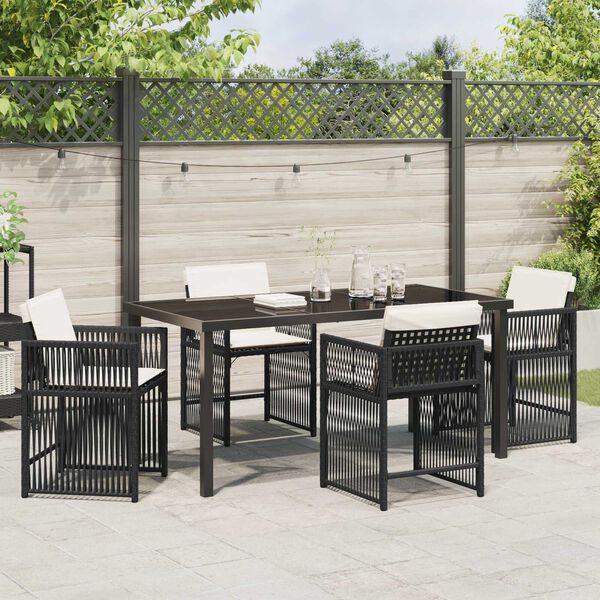 vidaXL Set da Pranzo per Giardino 5 pcs Nero polyrattan
