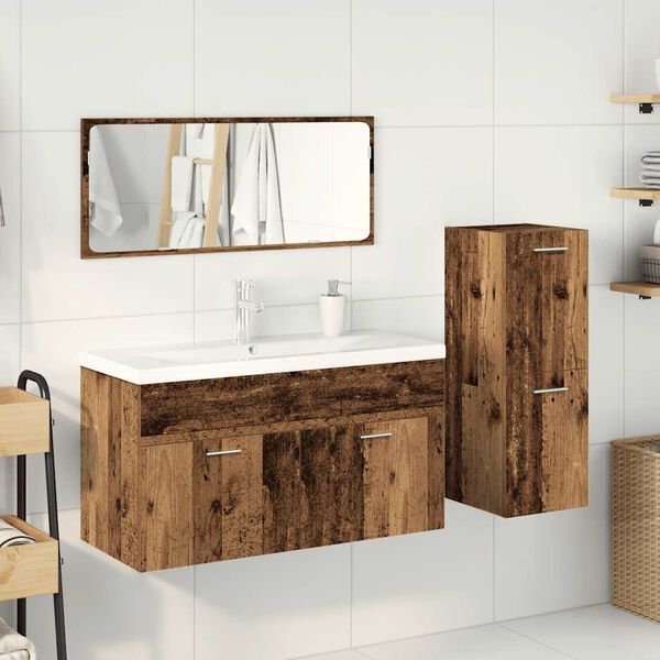 vidaXL Set Mobili da Bagno 4 pz Legno Antico in Legno Multistrato