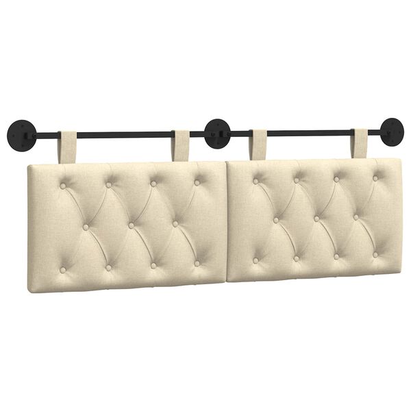 vidaXL Testata appesa Montaggio a parete Crema 150 x 55 x 7 cm Tessuto