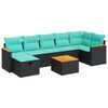 vidaXL Set Divani da Giardino con Cuscini 8 pz Nero in Polyrattan