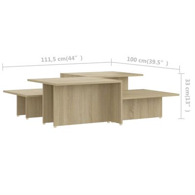 vidaXL Tavolini Salotto 2 pz Sonoma 111,5x50x33 cm in Multistrato