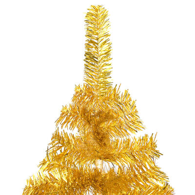 vidaXL Albero di Natale Preilluminato con Supporto Oro 120 cm in PET