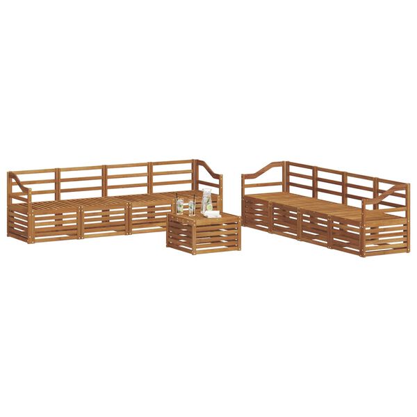 vidaXL Set divani 9 pcs Naturale Legno di Acacia Massello