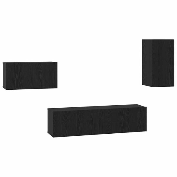 vidaXL Set mobile TV con cassetto Rovere Nero Legno multistrato