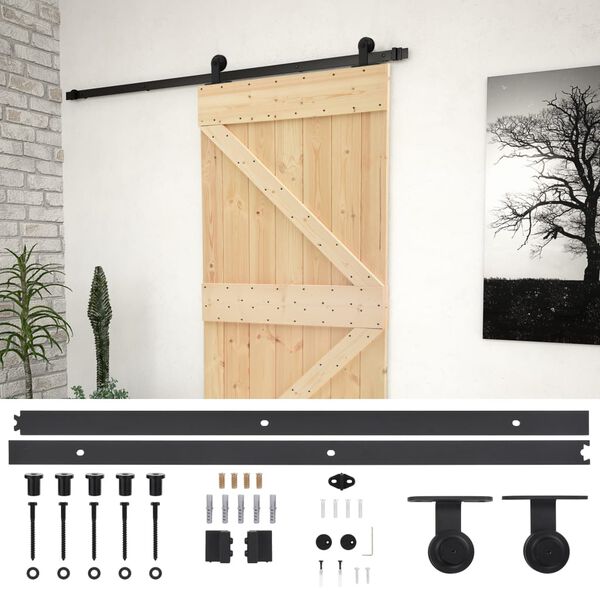 vidaXL Porta Scorrevole con Set Hardware 90x210 cm in Legno di Pino