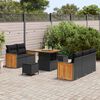 vidaXL Set Divano da Giardino con cuscino Nero Poly Rattan