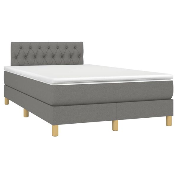 vidaXL Letto a Molle Materasso e LED Grigio Scuro 120x190cm in Tessuto