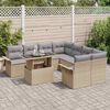vidaXL Set Divano da Giardino 9 pcs Beige Rattan in Polipropilene
