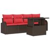 vidaXL Set Divano da Giardino 5 pz Marrone polyrattan