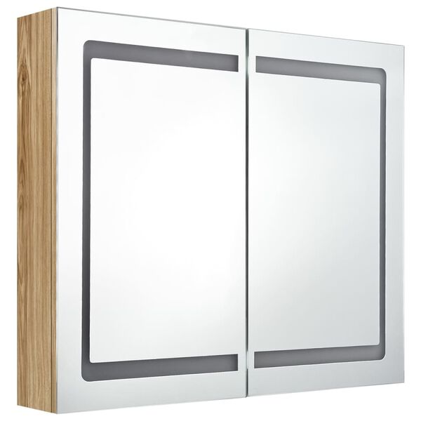 vidaXL Armadietto Bagno con Specchio e LED Rovere 80x12x68 cm