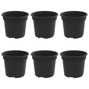 vidaXL Vaso Rotondo per Fiori 6 pcs Nero &Oslash; 12,5 x 10 cm Plastica