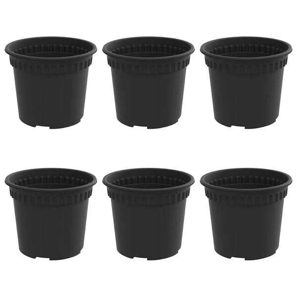 vidaXL Vaso Rotondo per Fiori 6 pcs Nero &Oslash; 12,5 x 10 cm Plastica