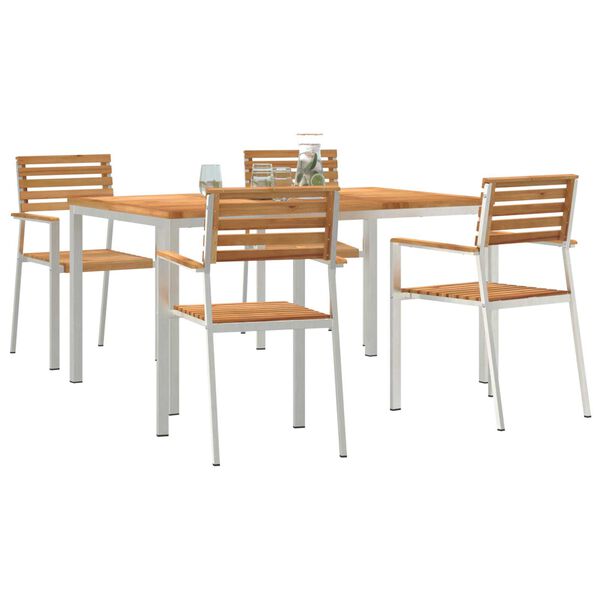 vidaXL Setdapranzodagiardino 5 pcs Marrone Teak solido