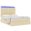 vidaXL Letto con contenitore e LED Crema 140 x 190 cm Poliestere
