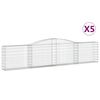 vidaXL Cesti Gabbioni ad Arco 5 pz 400x30x80/100 cm Ferro Zincato