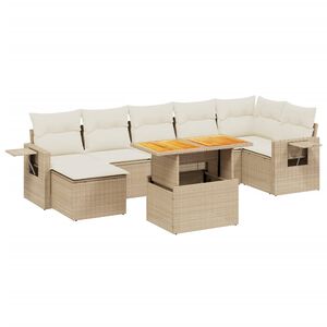 vidaXL Set Divano da Giardino 8 pz con Cuscini Beige in Polyrattan