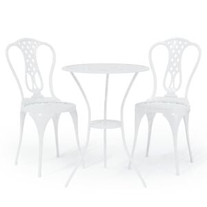vidaXL Set da Bar 3 pz in Alluminio Pressofuso Bianco