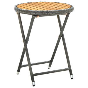 vidaXL Tavolino da T&egrave; Grigio 60 cm in Polyrattan e Massello di Acacia