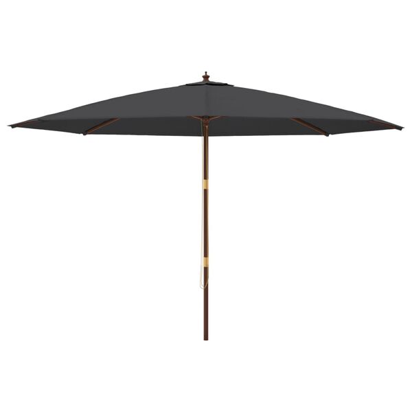 vidaXL Ombrellone da Giardino con Palo in Legno Nero 400x273 cm
