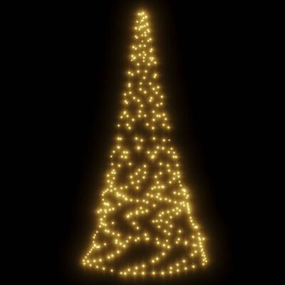 vidaXL Albero di Natale Pennone Bianco Caldo 200 LED 180 cm