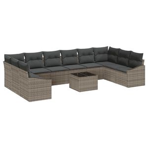 vidaXL Set Divano da Giardino Grigio chiaro polyrattan