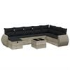 vidaXL Set Divano da Giardino 9pz con Cuscini Grigio Chiaro Polyrattan