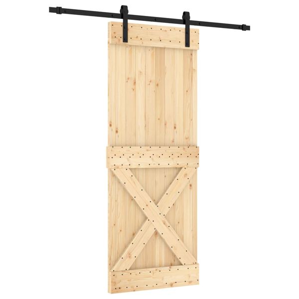 vidaXL Porta Scorrevole con Set Hardware 80x210 cm Legno Massello Pino