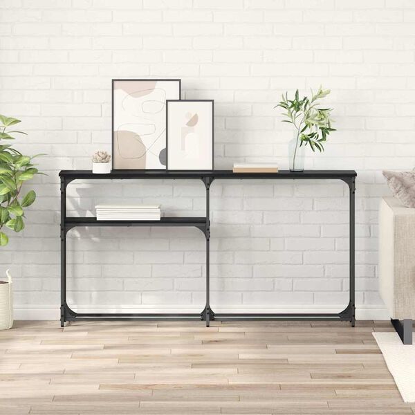 vidaXL TavoloConsolle Rovere Nero 146 x 22.5 x 75 cm Legno multistrato