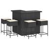 vidaXL Set Bar da Giardino 5 pz con Cuscini in Polyrattan Nero