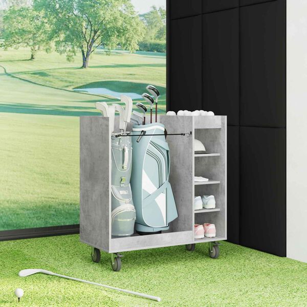 vidaXL Armadio per Golf con ruota Grigio cemento 90 x 45 x 98 cm