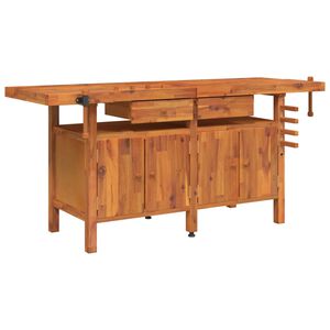 vidaXL Banco Lavoro Cassetti e Morse 192x62x83cm Legno Massello Acacia