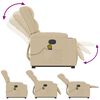 vidaXL Poltrona Alzapersona Massaggiante Reclinabile Crema in Tessuto