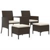 vidaXL Divano da Giardino a 2 Posti Tavolino e Pouf Polyrattan Marrone