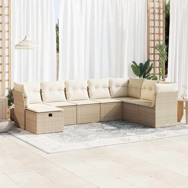 vidaXL Set Divano da Giardino 8 pz con Cuscini Beige in Polyrattan