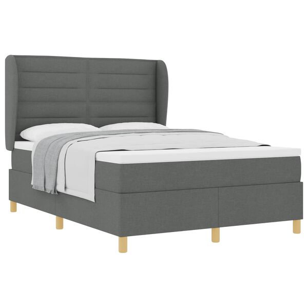 vidaXL Letto con molle e materasso Grigio Scuro 90x190 cm Tessuto