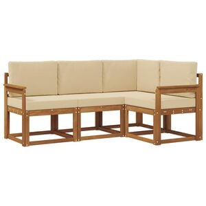 vidaXL Set di divani da esterno con cuscino 4 pcs Naturale e Beige