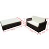 vidaXL Set Divani da Giardino 2 pz con Cuscini in Polyrattan Marrone