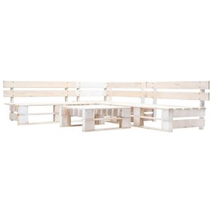 vidaXL Set Divani da Giardino su Pallet 4 pz in Legno Bianco