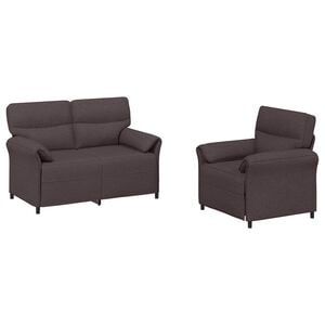vidaXL Set di divani 2 pz Marrone Scuro Tessuto