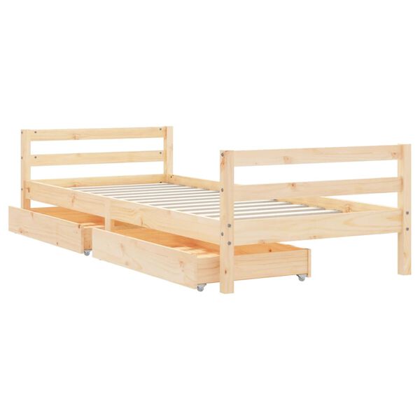 vidaXL Giroletto Bambini con Cassetti 90x200 cm Legno Massello di Pino