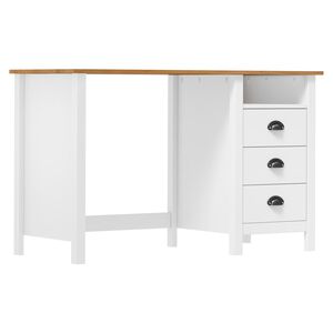 vidaXL Scrivania Hill con 3 Cassetti 120x50x74 cm Massello di Pino