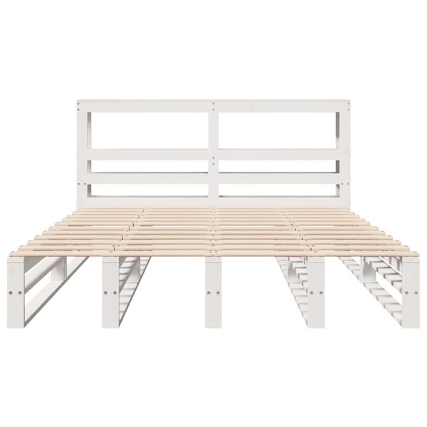 vidaXL Giroletto con Testiera Bianco 160x200 cm Legno Massello di Pino