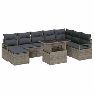 vidaXL Set Divano da Giardino con cuscino 9 pcs Grigio