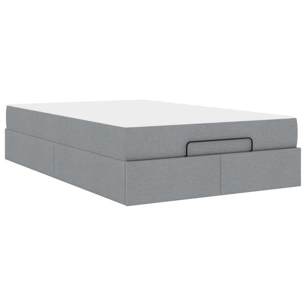 vidaXL Struttura letto con materasso 2 pcs Grigio chiaro Tessuto