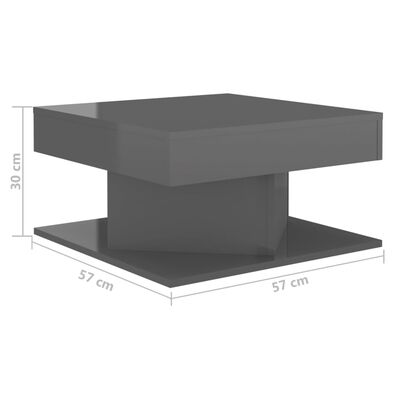 vidaXL Tavolino da Salotto Grigio Lucido 57x57x30 cm Legno Multistrato