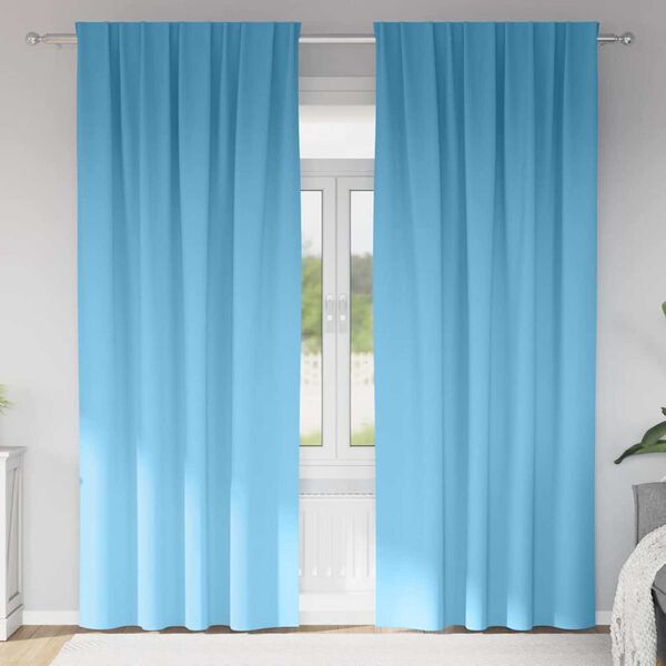 vidaXL Tende Blackout con Anelli 2 pcs Blu Chiaro 260 x 140 cm