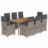 vidaXL Set da Pranzo da Giardino 9 pz con Cuscini in Polyrattan Grigio
