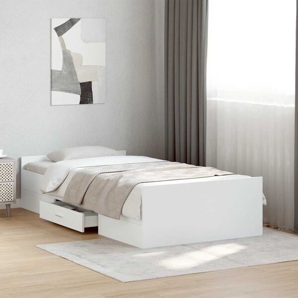 vidaXL Giroletto con Cassetti Bianco 75x190 cm in Legno Multistrato