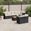 vidaXL Set Divani da Giardino 9 pz con Cuscini Nero in Polyrattan