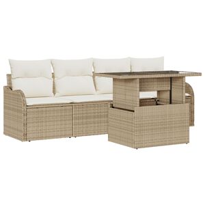 vidaXL Set Divano da Giardino 5 pcs Beige Rattan in Polipropilene